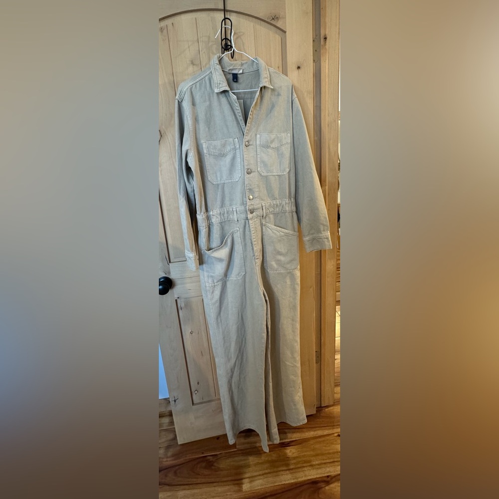 Gray/Brown Utility Jumpsuit